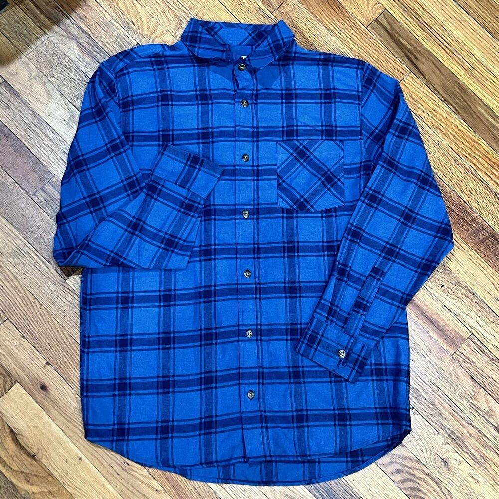Northeast Outfitters Mens XL Blue Plaid Flannel Long Sleeve Button Up Shirt